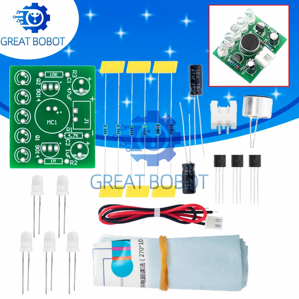 BS Sound Control LED Melody Lamp Electronic Production Kits Suite Voltage 3V-5.5V LED Sound Control DIY FR-4 A Fiberglass Board