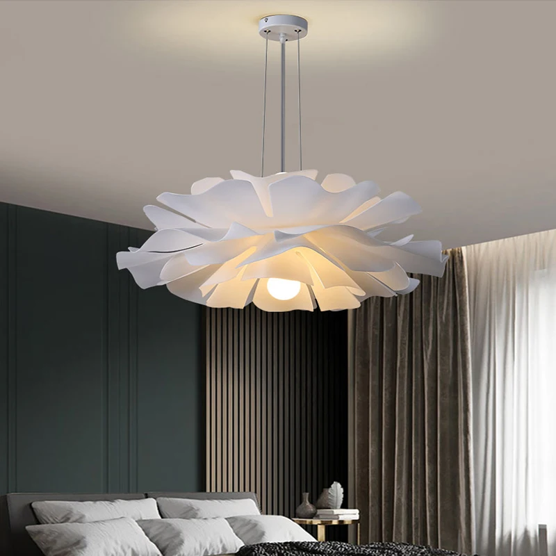 Nordic modern living room dining room simple white romantic flower chandelier girls\' room creative bedroom chandelier