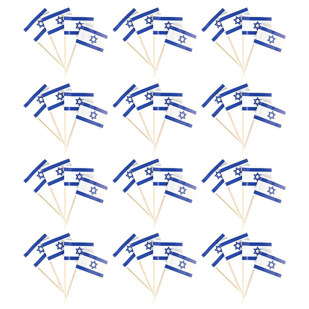 200pcs Israel Flags Toothpick Cupcake Toppers Israel Cake Decorations Mini Israel Flag Cake Picks toothpick flags for cake