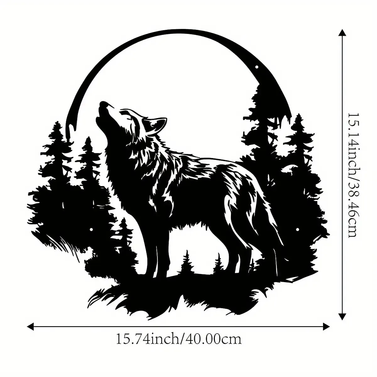 CIFBUY Metal Wolf Wall Art Moon Forest Silhouette Sculpture Durable Indoor Outdoor Decor for Garden Patio Balcony Living Room