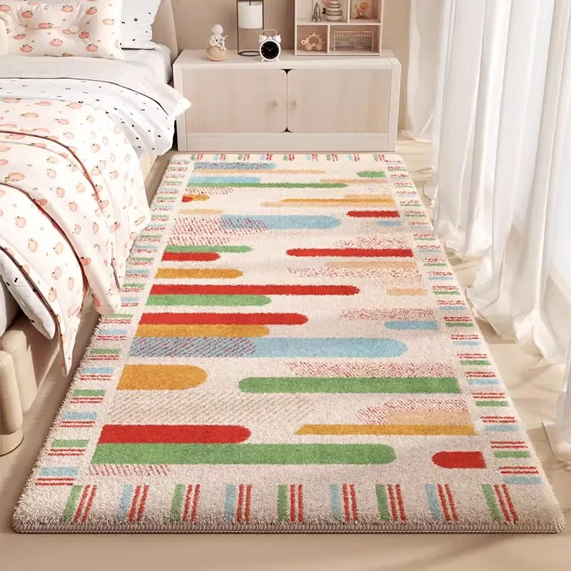 Korean Style Rugs for Bedroom Dopamine Color Living Room Decoration Plush Carpet Thick Anti-slip Bedside Floor Mat Home Soft Rug