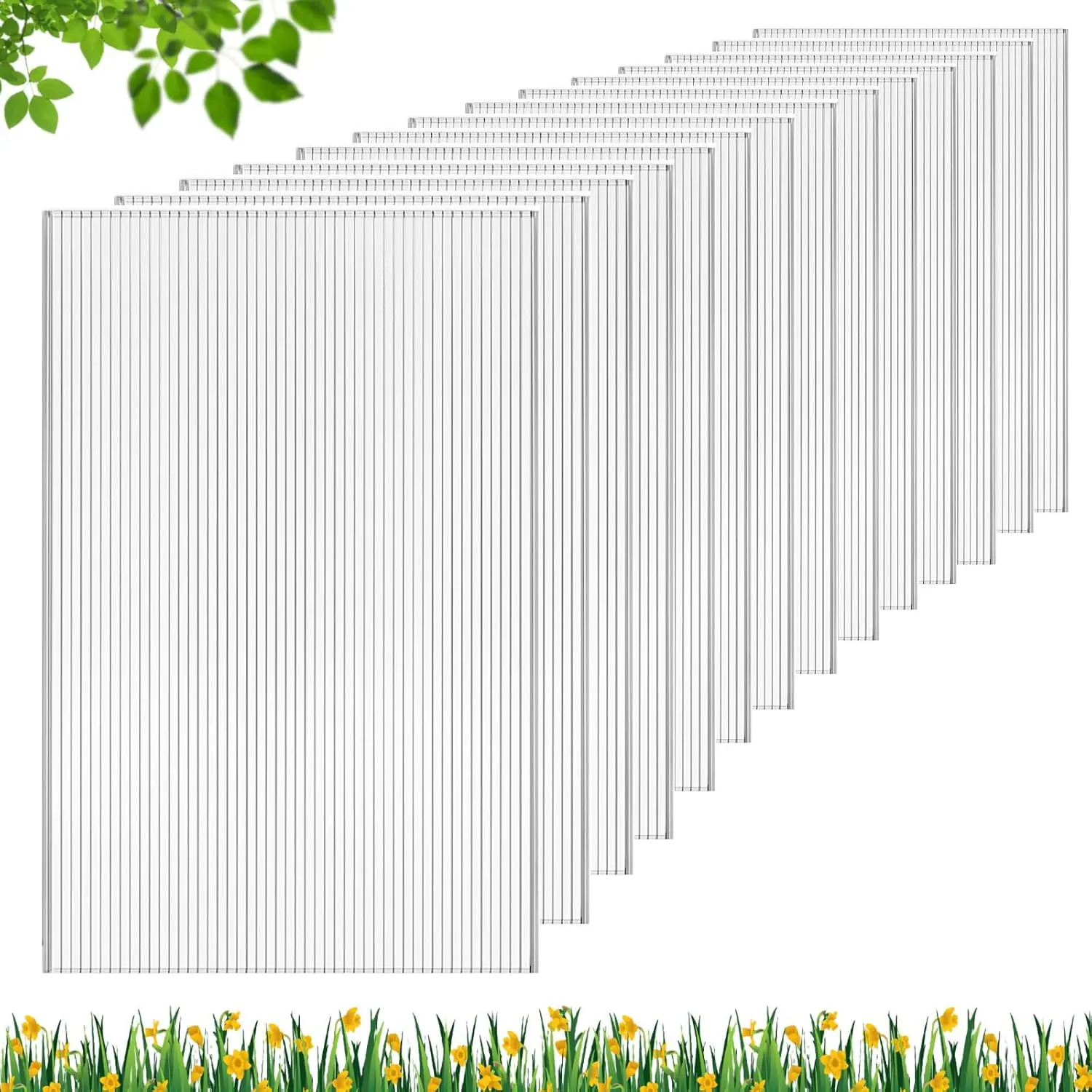 

14 Pcs Polycarbonate Greenhouse Panels, 4' x 2' x 0.16'' Twin-Wall Panels, Polycarbonate Sheet for All Weather Outdoor Garden