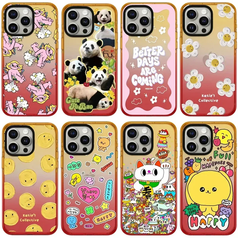 

Защитный чехол для iPhone 11 12 13 14 15 Pro Max, с градиентом персика, 2,0 акрил, с рисунком собаки, бабочки