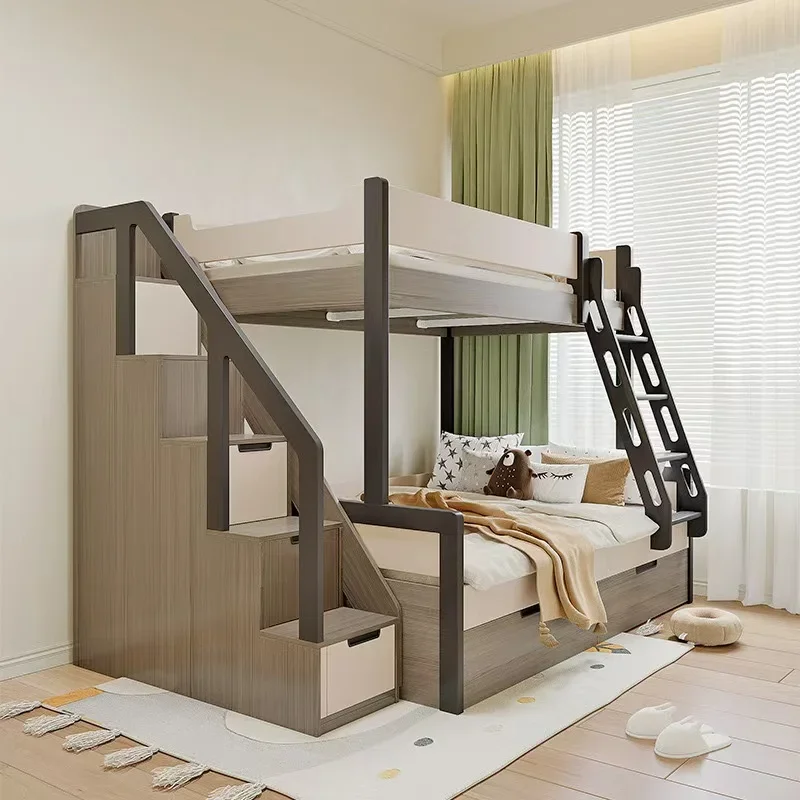 Wooden Bunk Bed for Kids Modern Style Kids Bunk Bed with Children Slide in Stock