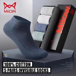 MiiOW 5 Pairs/Lot Cotton Ankle Mesh Sock Set Sports Summer Breathable Male Cut Short Sokken Invisible Socks for Men Gift