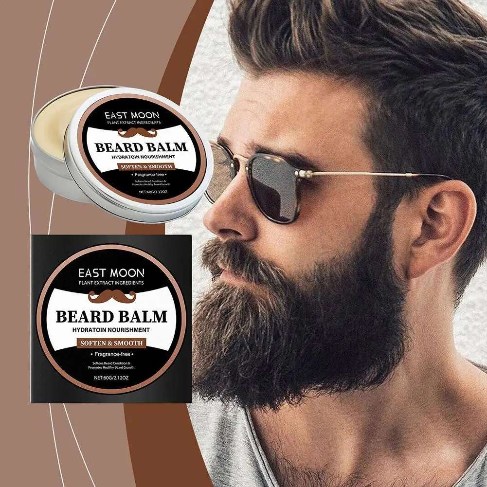 

60g Beard Balm For Men Facial Hair Beard Growth Wax Thicking Moisturizing Nourishing Professional Mustache Cream Beard Care