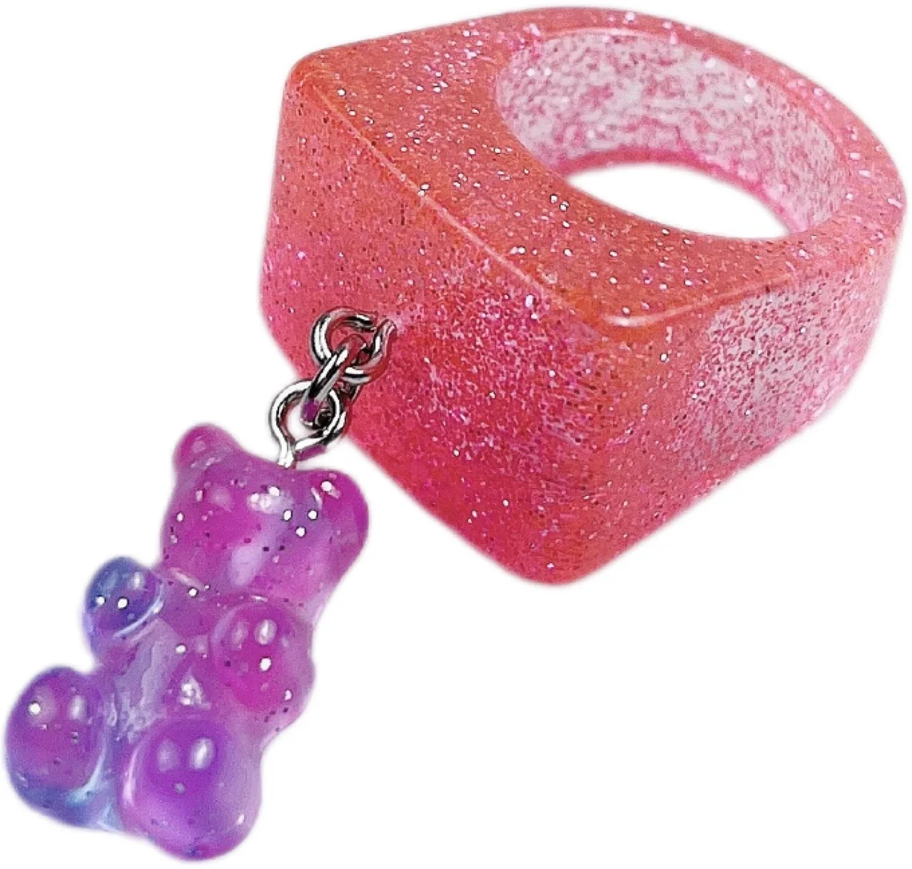 

Cute Bear Acrylic Ring Glitter Poer Forest System Lovely Sle Girl's Faion Jewelry Ring ARLANCH Brand New Condition