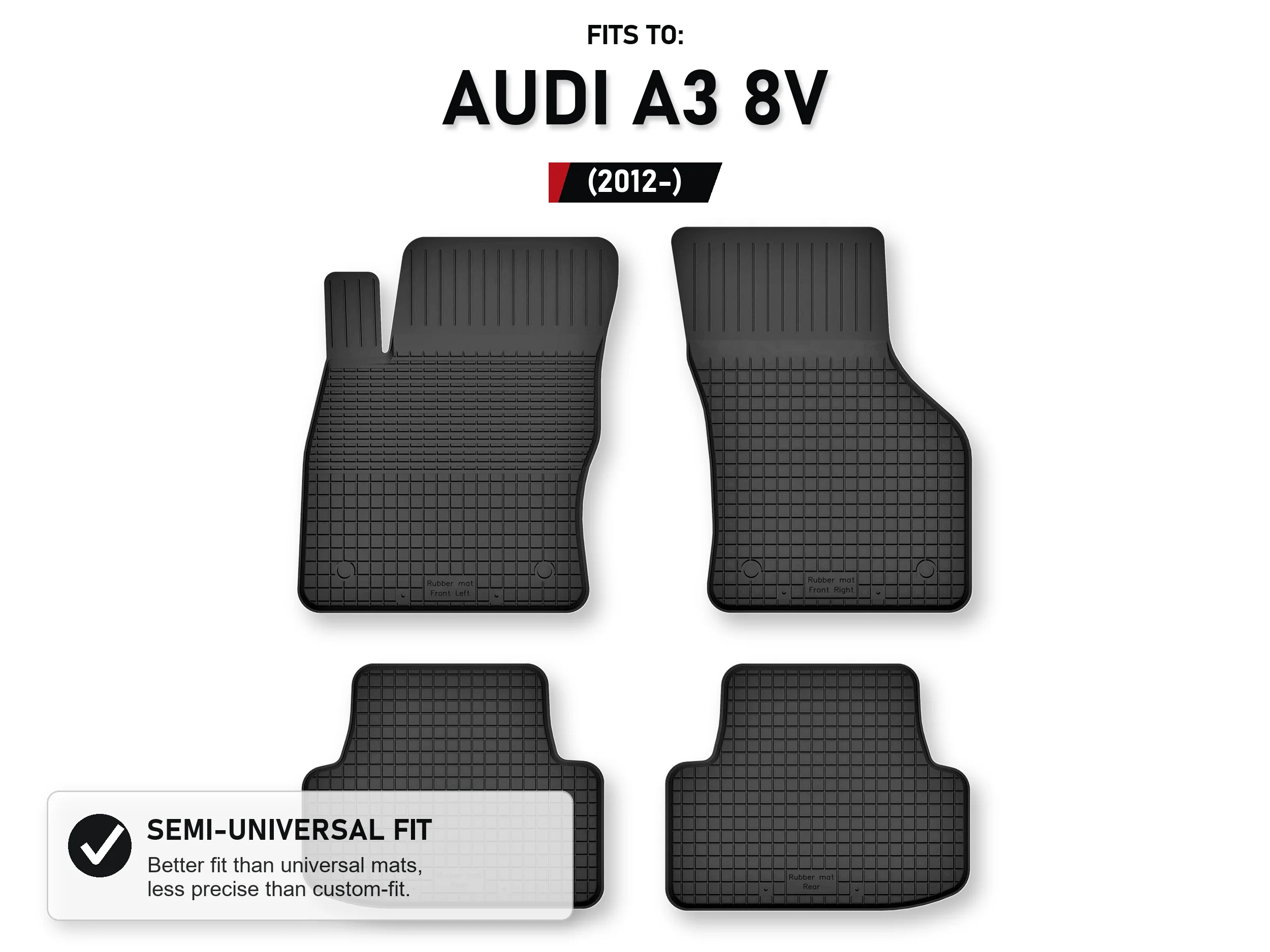 Rubberen matten, tray-type, voor: Audi A3 8V 2012- 4 stuks