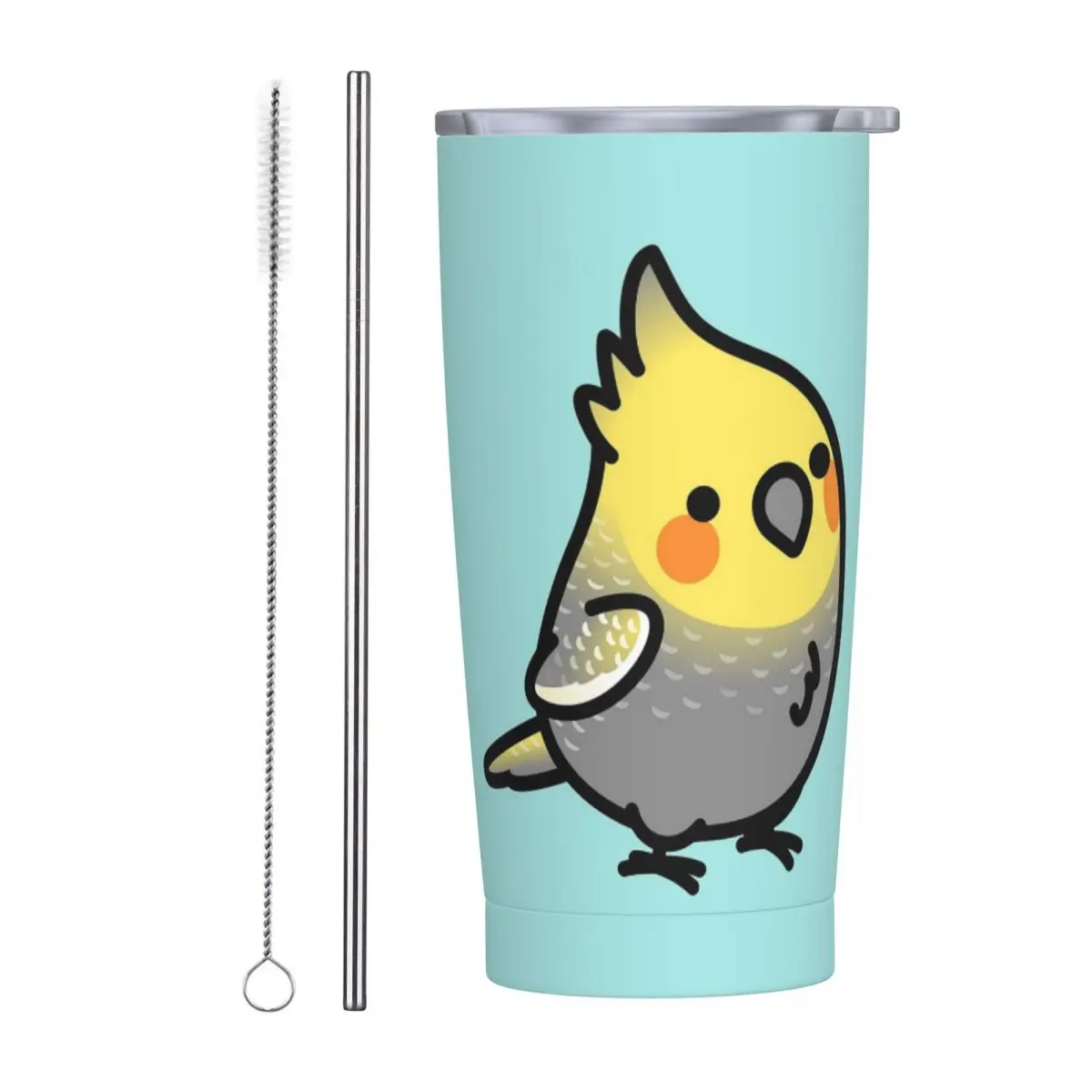 Chubby Pearl Cockatiel Stainless Steel Tumbler Vacuum Insulated Mug Thermal Cold Bottle Straw With Lid 20oz