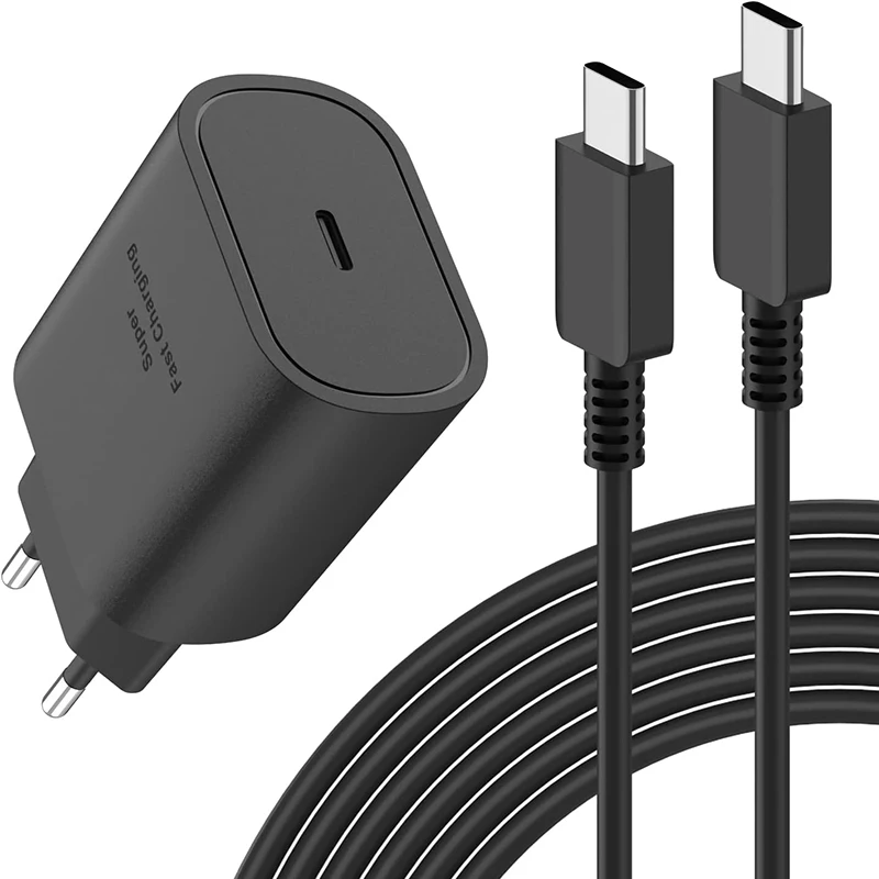 25W USB C Fast Wall Charger with USB C to Type C Fast Charging Cable For IPhone 15 16 Samsu Galax S25 24 S23 S22 S21 S20 Note 10