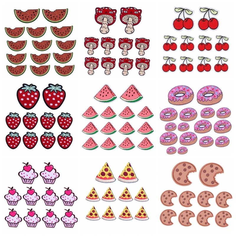 10PCS/lots Fruit Embroidery Patch Cartoon Patch Iron On Patches For Clothing Thermoadhesive Patches On Clothes Sew Stickers DIY