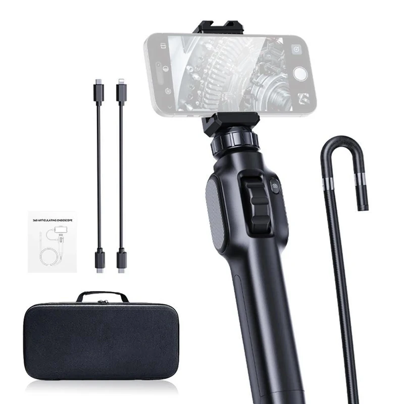 

360 Degree Steering Articulation Industrial Borescope Endoscope Mobile OTG Portable With 8 LED Cars Repair Accessories