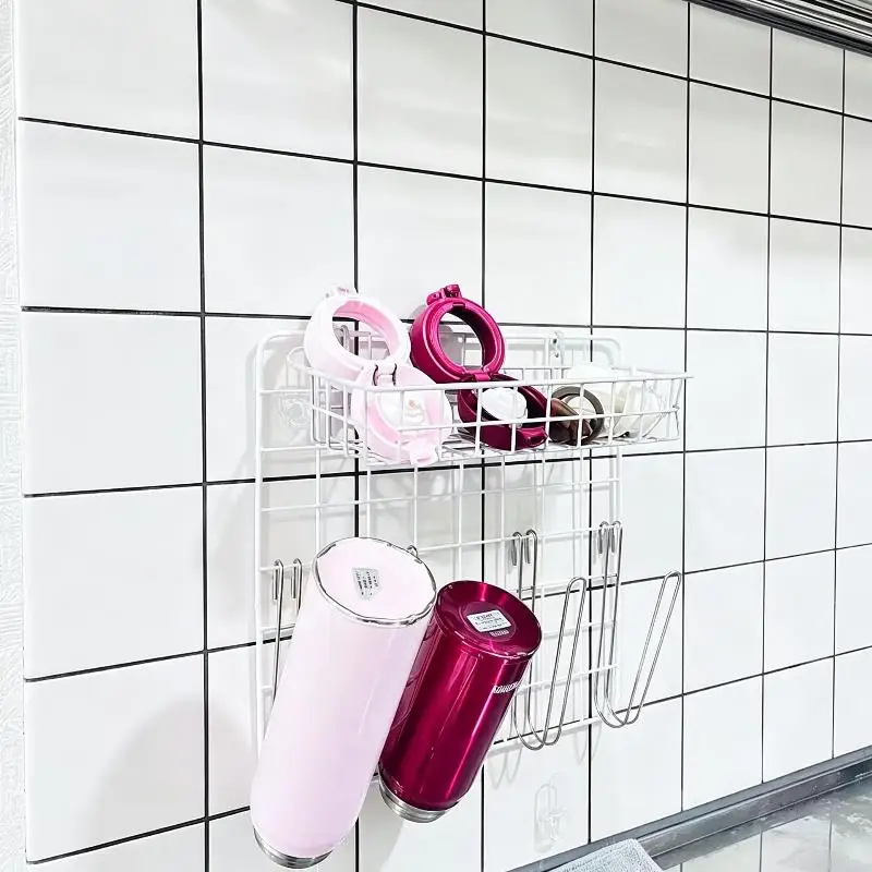 Hooks Equipped Hanging Cup Drying Rack Space Saving Mug Water Bottle Organizer For Kitchen Bathroom Coffee Cup Storage Use