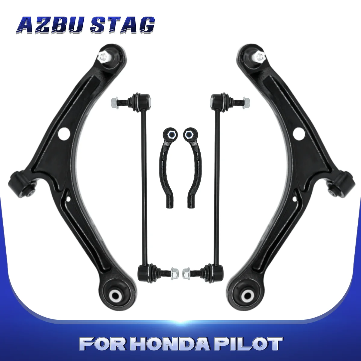 

AzbuStag 6Pcs Front Lower Control Arm Tie Rod Stabilizer Bar Link Suspension for HONDA PILOT ACURA MDX 2001 2002 2003 2004 2005