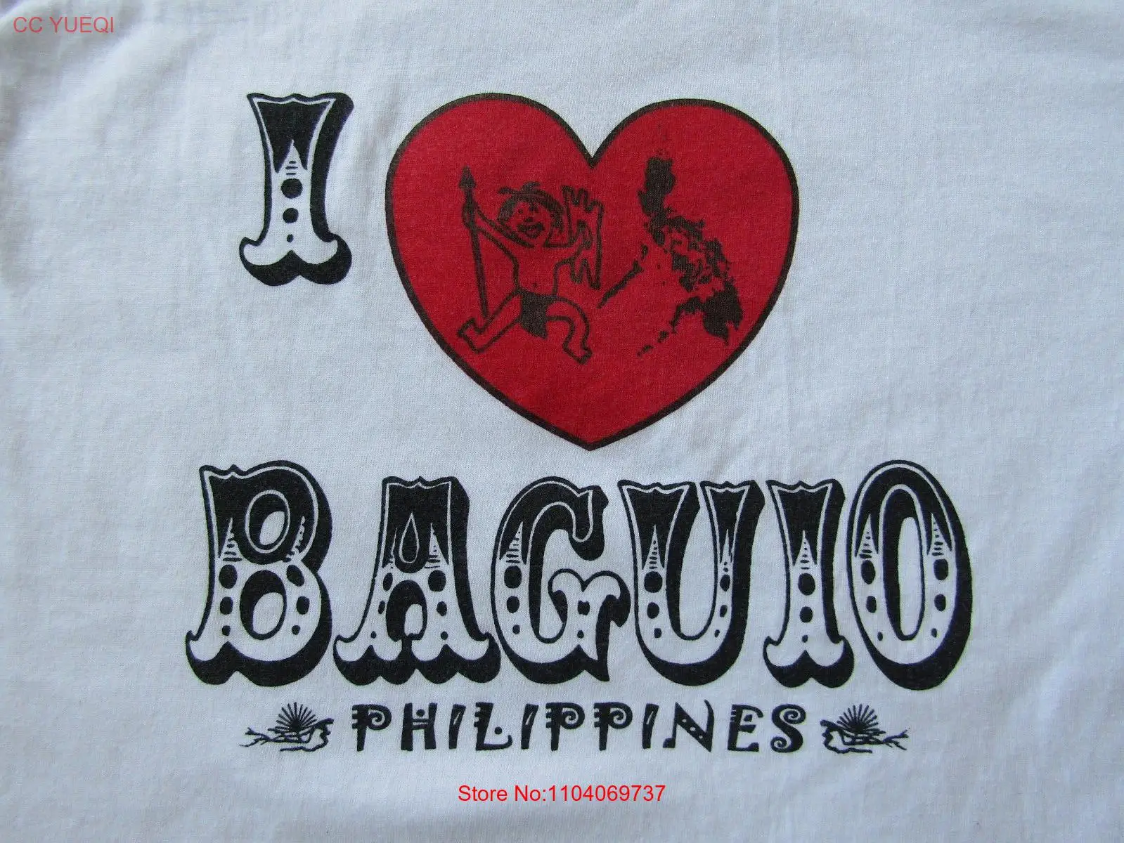 RARE I HEART LOVE BANGUIO Philippines white shrt slv t-shirt men S Flipper Brand