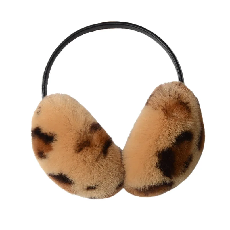 Retractable Rex Rabbit Fur Ear Muffs for Women Winter Warm Fleece Lined Extreme Cold