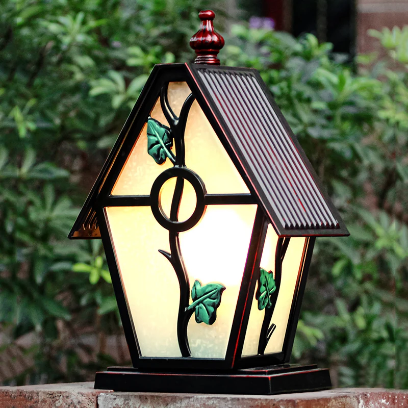 Outdoor Black Tree Rattan House Sunshade Post Lamp Landscape Corridor Porch Path Post Lamp Post Post Lamp Home Engineering