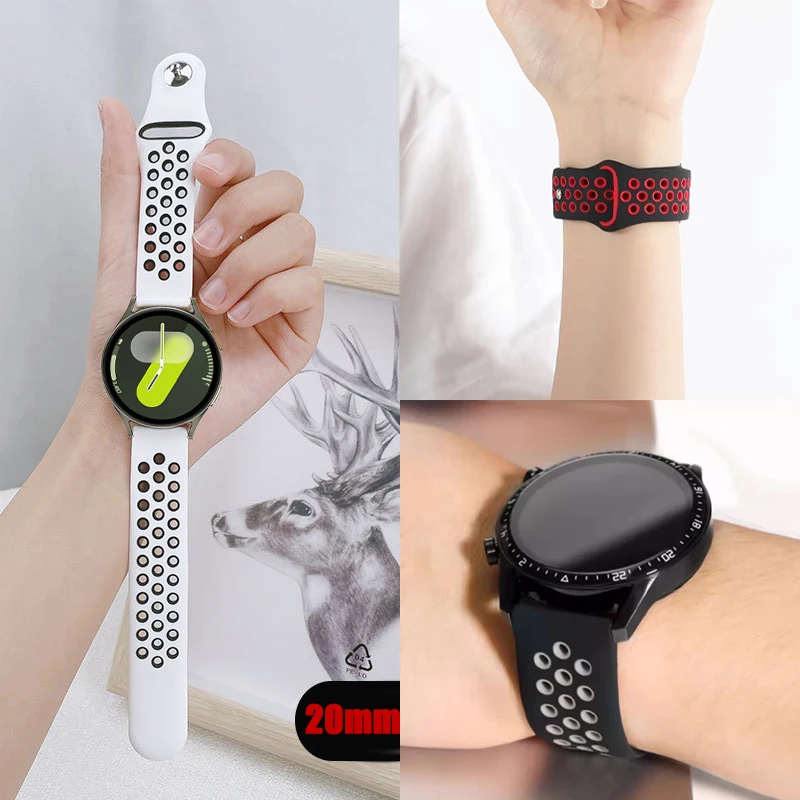 20mm Strap For Samsung Galaxy Watch 7 6 5 4 40mm 44mm Silicone Sports Watchband For Galaxy 4 6 Classic 42/43/46/47mm 5 Pro 45mm
