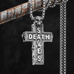 Death Saves Skull Cross Men Necklaces Stainless Steel Pendant Chain Women Fashion Jewelry Punk Gothic Accessories Gift Wholesale
