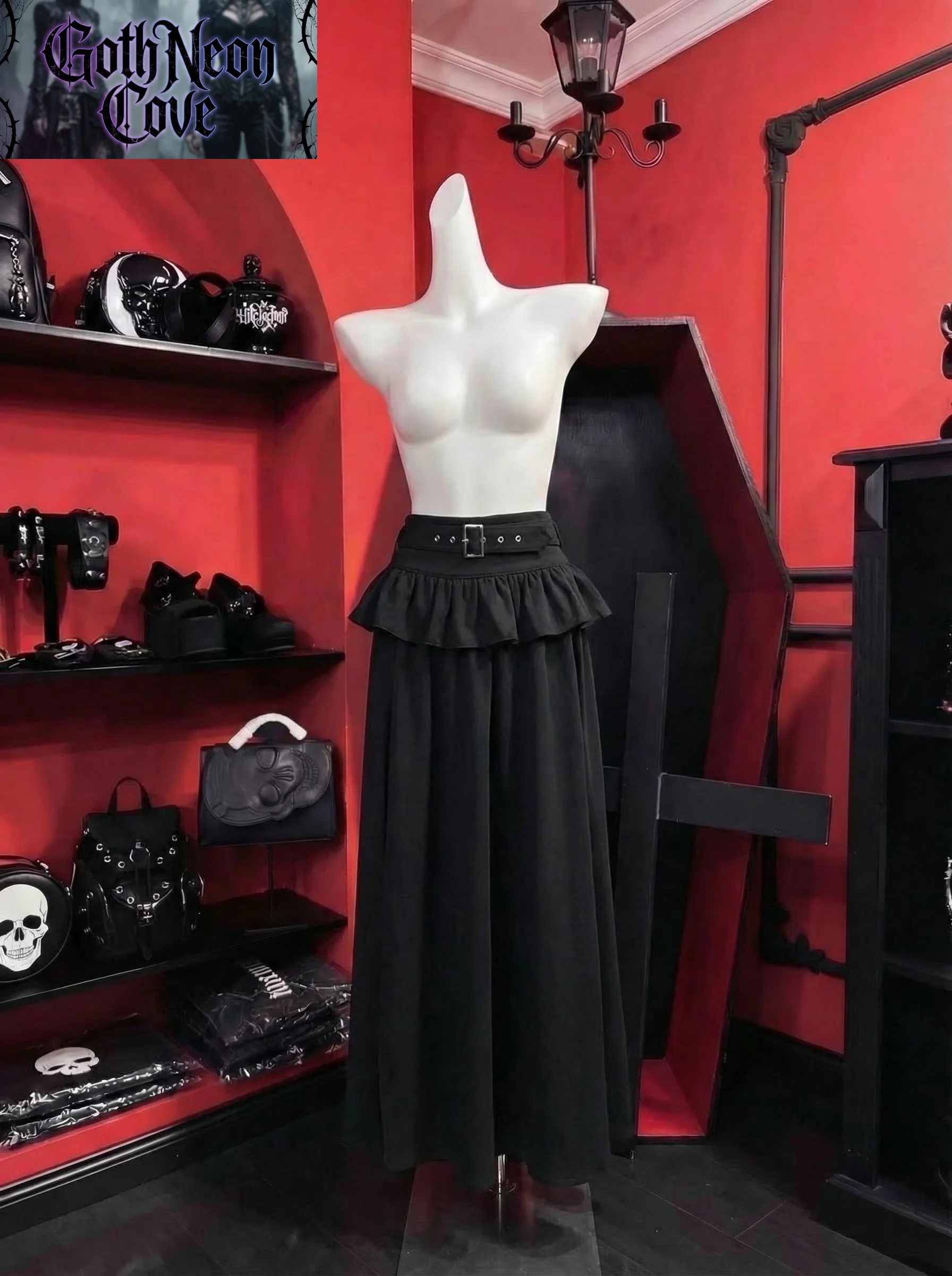 

Летняя американская юбка в стиле Харадзюку, панк-готика, длинная, с высоким разрезом, из тканого пэчворка, винтажная, в стиле Y2K, уличный стиль