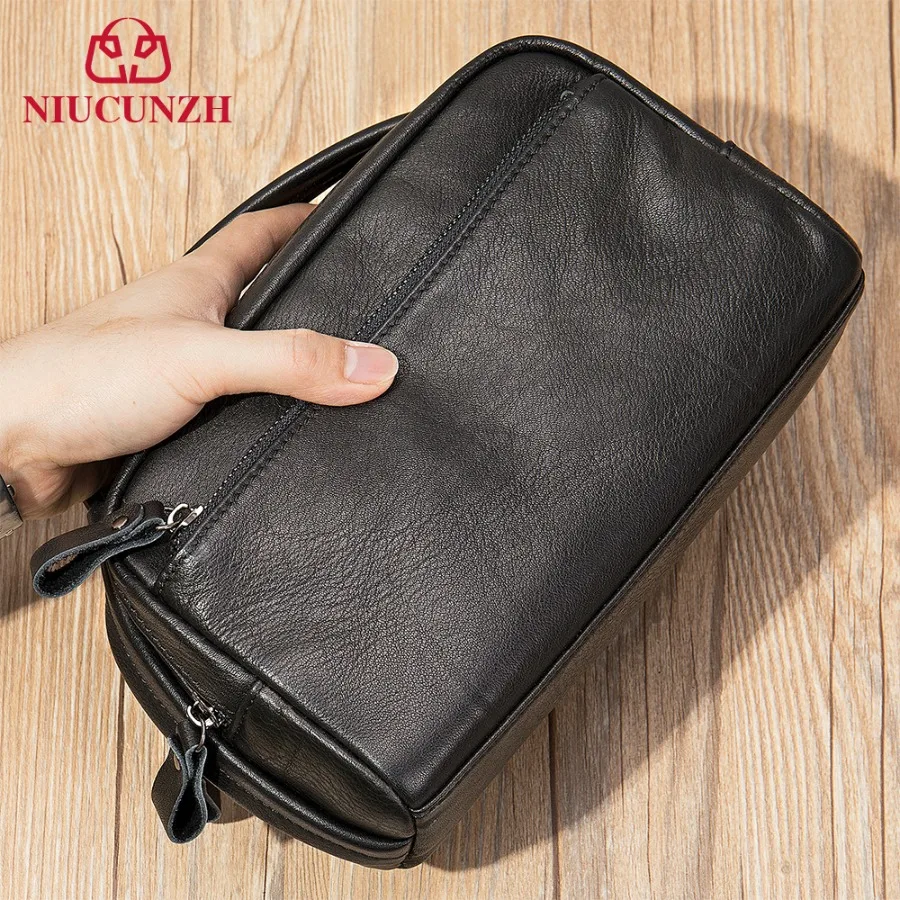 

【New style】Japanese men's genuine leather clutch business clutch large capacity soft leather wash baotou layer cowhide clutch