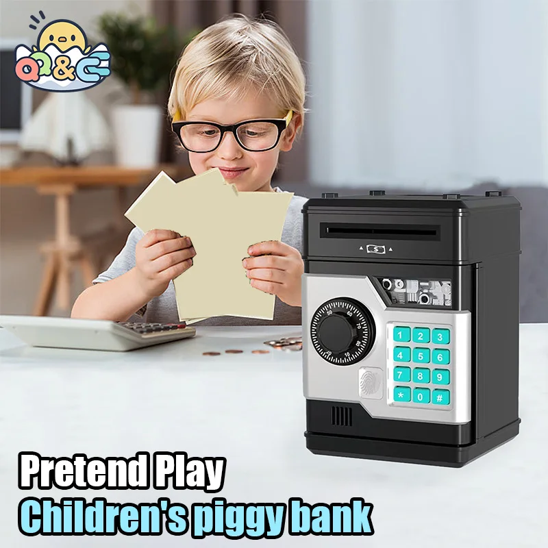 

Electronic Piggy Bank Automatic Mini Safe Coins Cash Saving Money Box Password Counter Code Key Lock Coin Bank ATM Child Gift