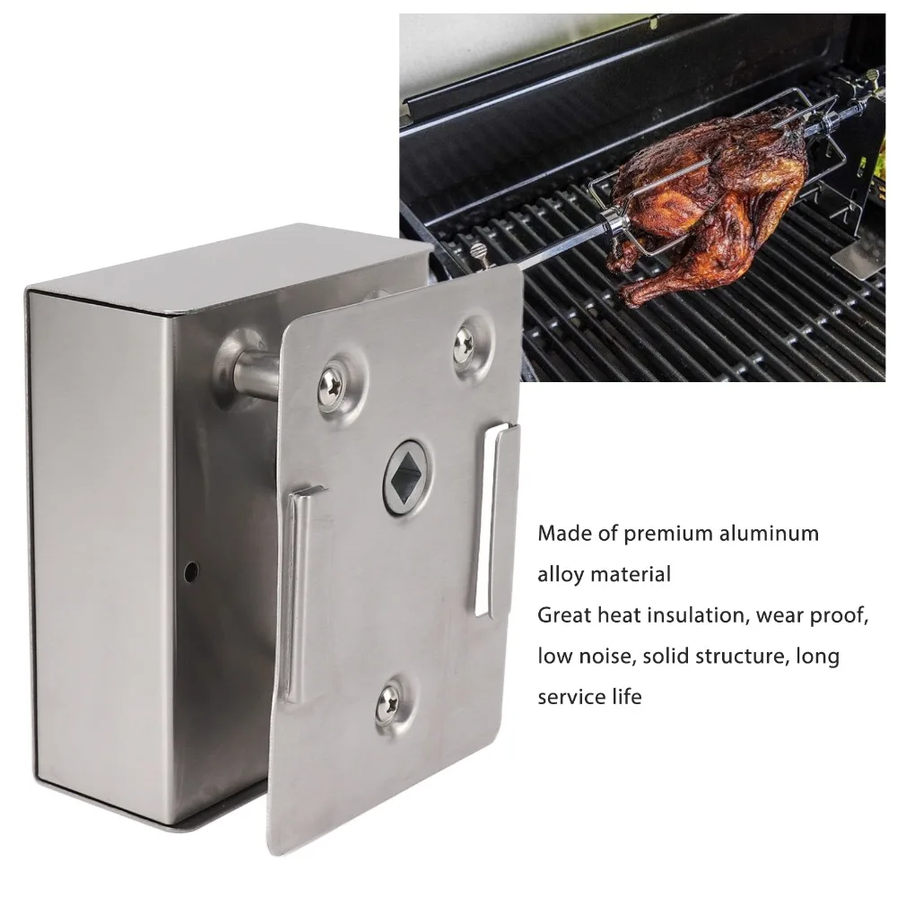 Aluminum Alloy Grill Rotisserie Motor Silver 12V Large Power BBQ Rotisserie Motor Electric DC Heavy Duty Universal Grills Motor