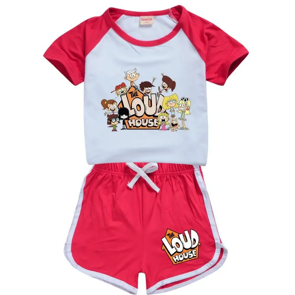 Fashion New Kids  Suits Summer Loud House Boys Girls Short Sleeve Top+Shorts 2Pcs/Sets Sports Suit Child Tracksuits543