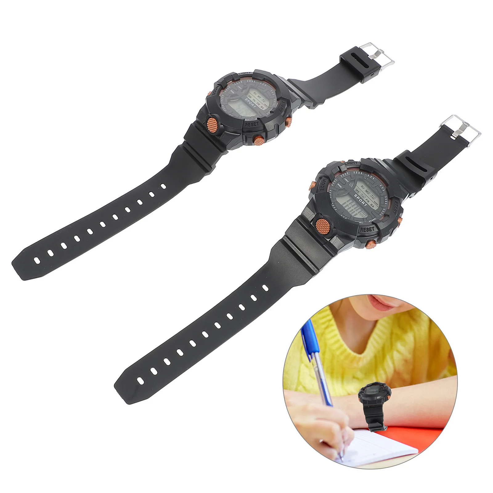 2Pcs Digital Wrist Watches Clear Display Easy to Read Comfortable Touch Fashionable Occasions Kids Students