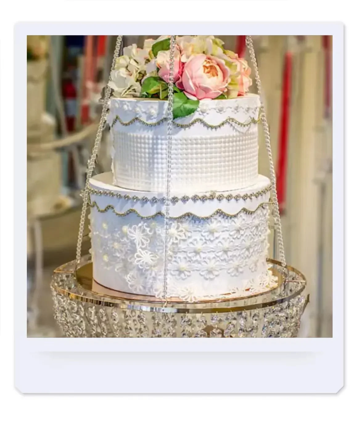 High Quality Wedding Cake Stand Hanging Crystal Pendant Dessert Table Party Cake Stand