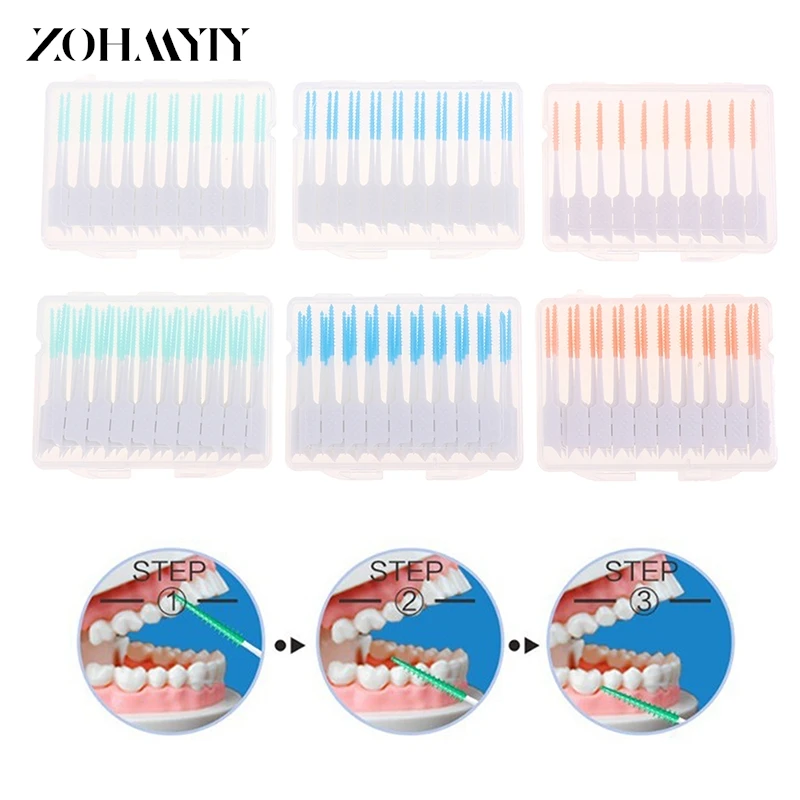 20/40Pcs Between Teeth Oral Care Toothpick Interdental Brush Cleaning Dental Tool Floss Orthodontic Oral Dental Hygiene Tool