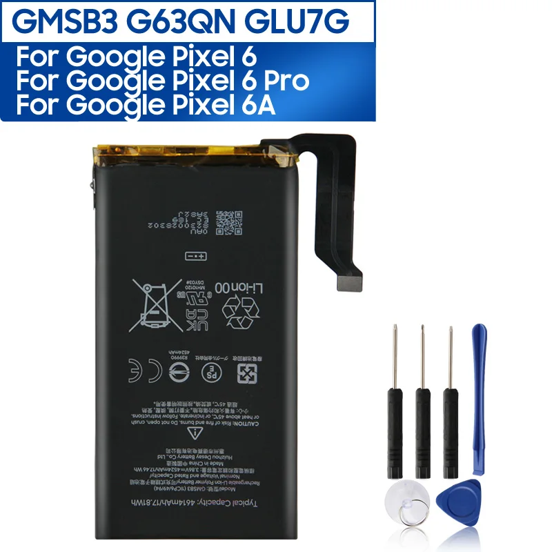 

GMSB3 G63QN GLU7G Replacement Phone Battery For Google Pixel 6 Google Pixel 6 Pro Google Pixel 6A Batteries With Tools