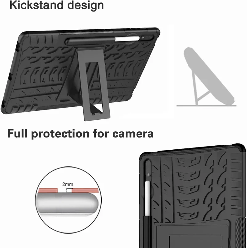 Dwuwarstwowe, odporne na wstrząsy, wytrzymałe etui do Samsung Galaxy Tab S8 Plus S7 FE 12,4 \