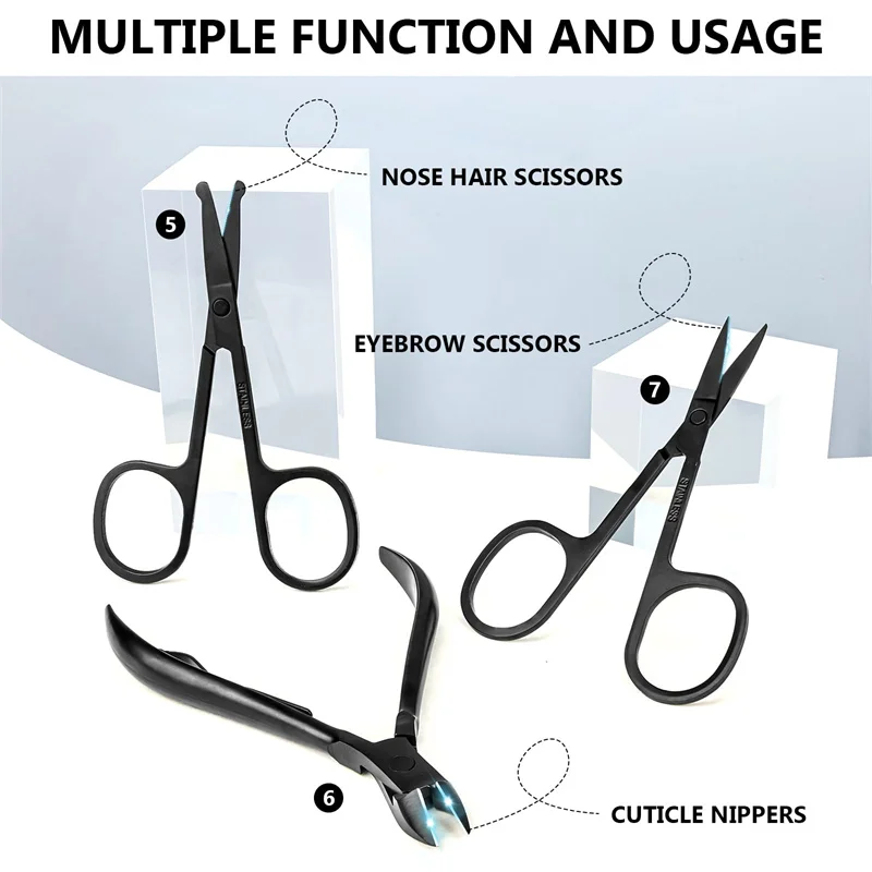 مجموعة قص الأظافر من الفولاذ المقاوم للصدأ ، مجموعة العناية الشخصية أثناء السفر ، مجموعة مانيكير وباديكير ، أدوات العناية الشخصية ، عالية الجودة ، 26 في 1