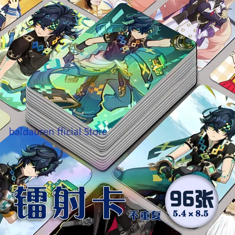 96 قطعة جديد أنيمي جينشين تأثير كينيش بطاقة الليزر تأثيري الكرتون بطاقة بريدية صور لومو بطاقة حلية المشجعين جمع هدية عيد ميلاد