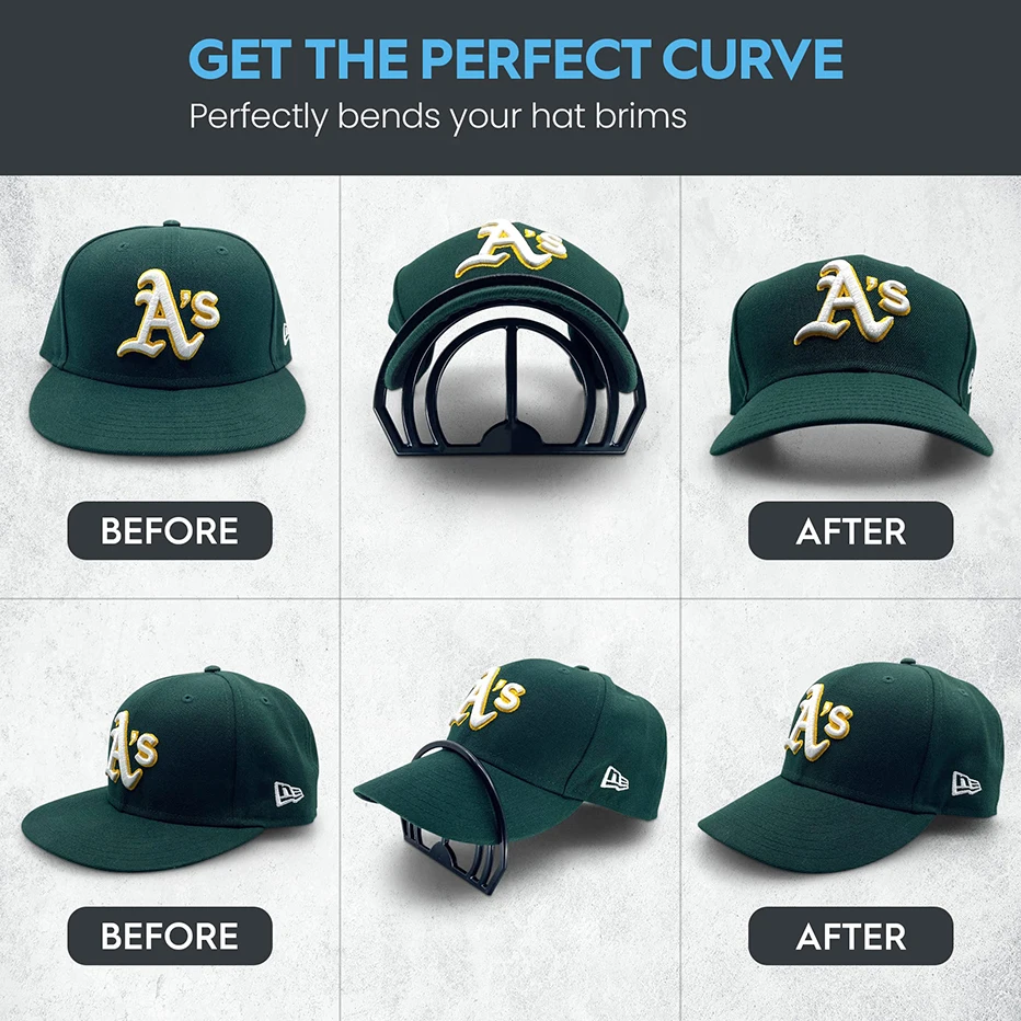 Hat Brim Bender 2 Curve Options No Steaming Required Baseball Cap Hat Edges Curving Band Accessories for Perfect Brim Curves