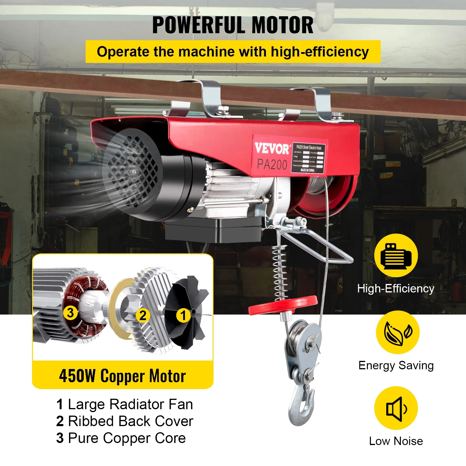 VEVOR Electric Hoist Crane Wire Cable Winch Lift 200-800KG With Wireless Remote Control Boat Car Garage Engine Lifting Motor