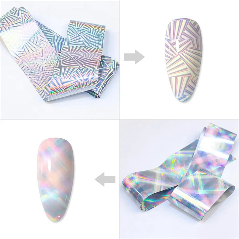 A47F-10 Rolls Nagelfolie Polish Stickers Metaal Kleur Starry Papier Transfer Folie Wraps Zelfklevende Decals Nail Art Decoraties