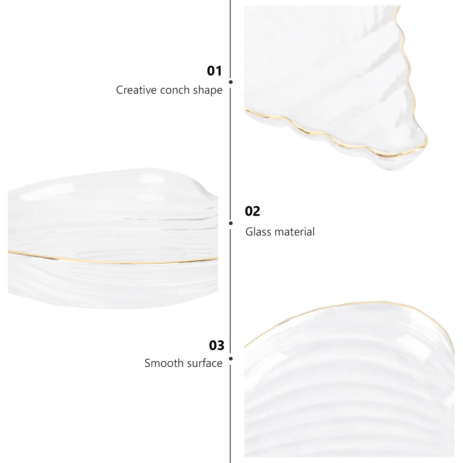 

Conch Shape Plate Glass Salad Storage Tray Fruit Dessert Food Serving Bowl Household Snack Plate Decorative Cake Bowl Creative