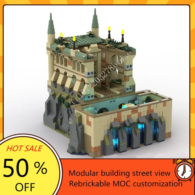 MOC Middeleeuws kasteel Aangepaste puzzel De kloktoren Clock Tower Binnenplaats Technische DIY-set Speelgoed voor kind Technologie Vakantiecadeau