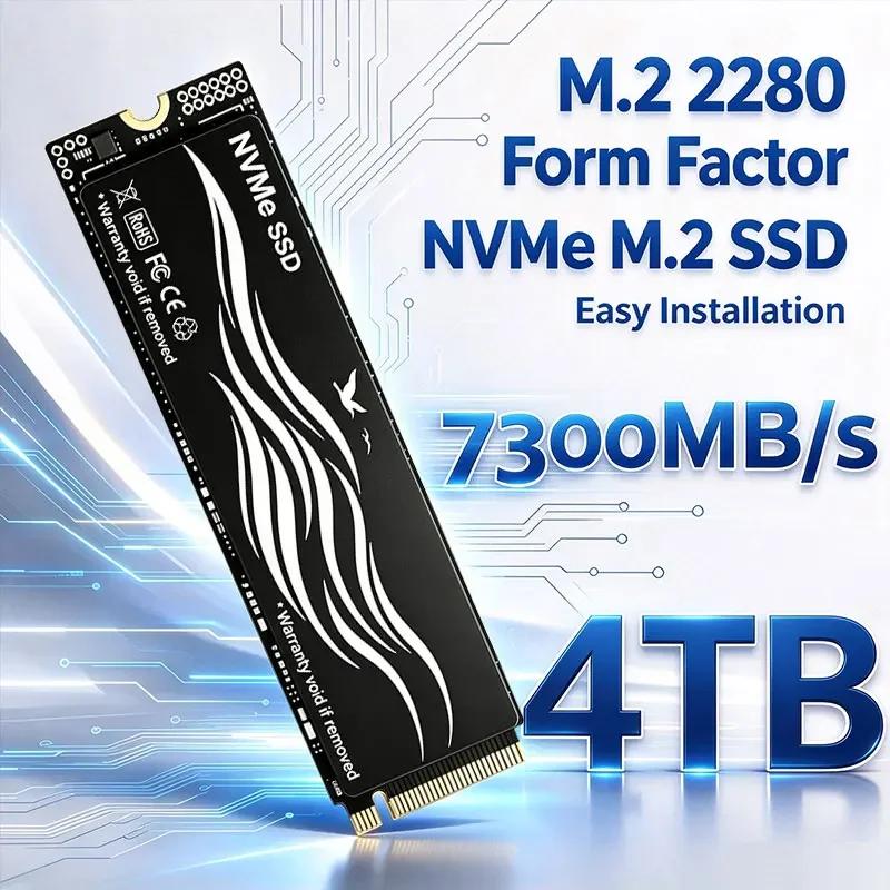 SSD M2 NVMe Gen4 1TB 2TB 4TB 7300 MB/S SSD M.2 2280 PCIe 4.0 Hard Drive Disk Internal Solid State Drive for PS5 Laptop Desktop