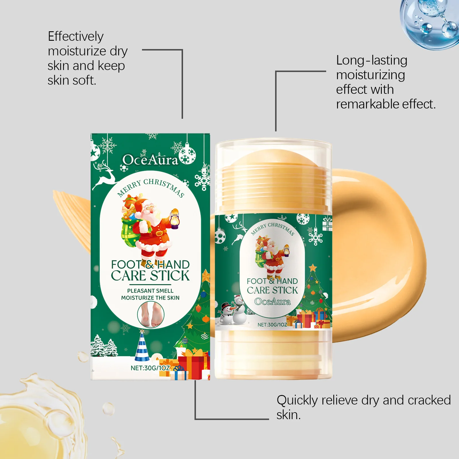 2 pezzi regalo di Natale crema idratante per i piedi stick esfoliante riparazione del tallone screpolato idratazione profonda per piedi secchi strumento per la cura della pelle delle mani
