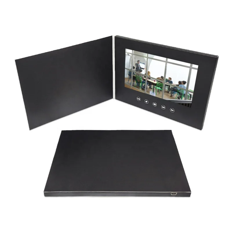 

custom.best seller A5 black paper advertising player inch video music photo book LCD booklet business video brochure