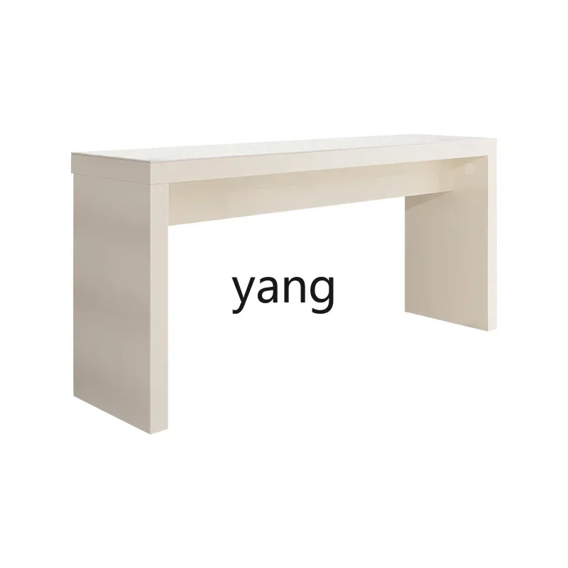 Lmm مكتب طويل طاولة العمل الخشب الصلب ضيق ضوء فاخر بلاطة الصخور طاولة بار أريكة الظهر طاولة طويلة