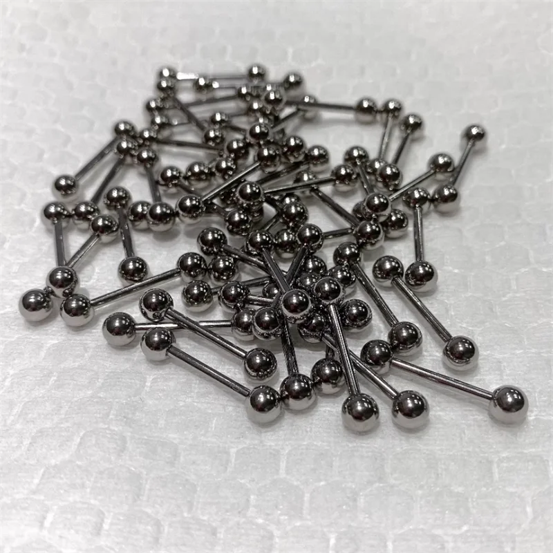 Basic Titanium Steel Tongue Stud Barbell Penetration Tongue Ring Lip Stud for Unisex Simple Body Jewelry