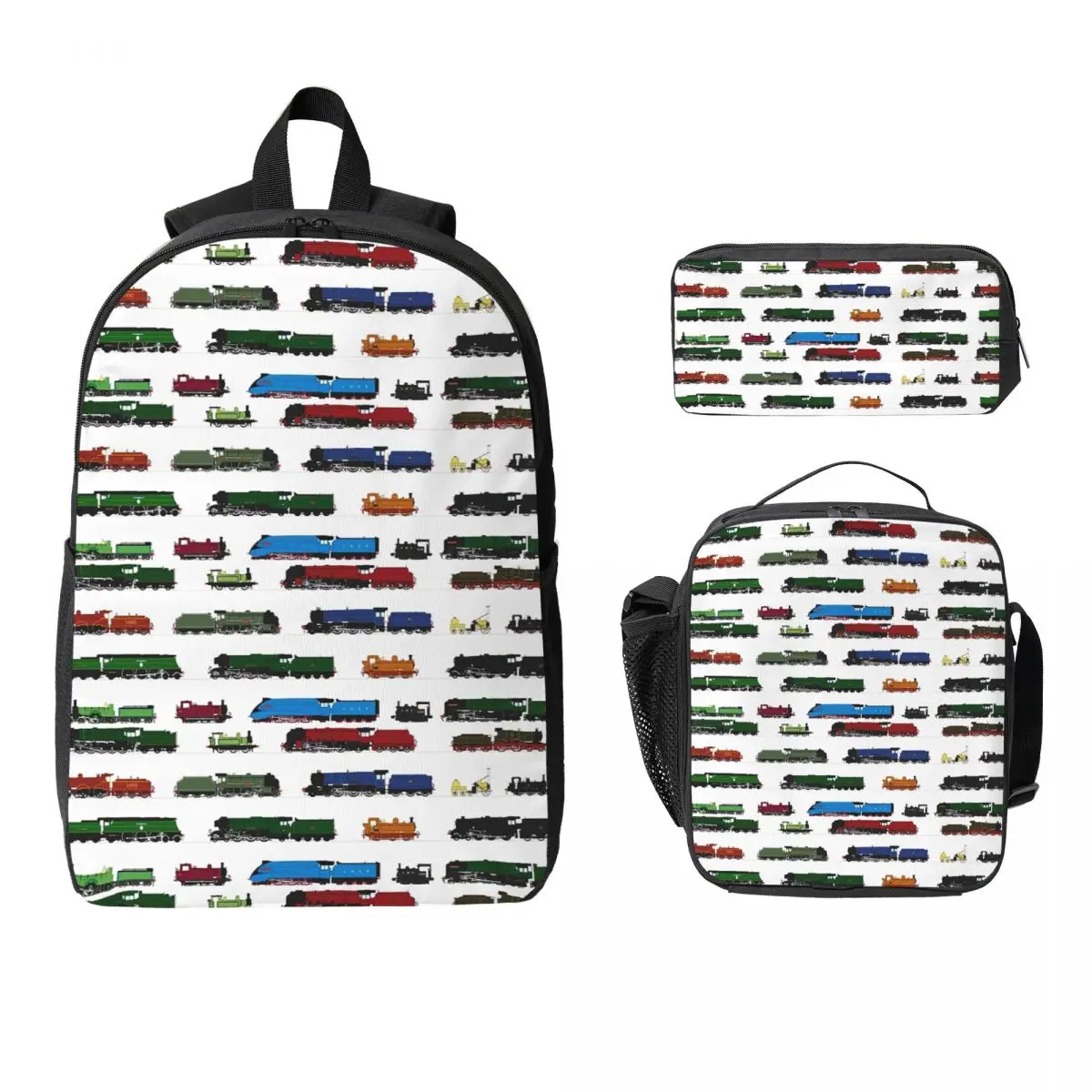 

Iconic British Steam Trains Backpack Student BookBag School Bag Laptop Shoulder Bags 3ps Insulated Lunch Bag Pencil Case