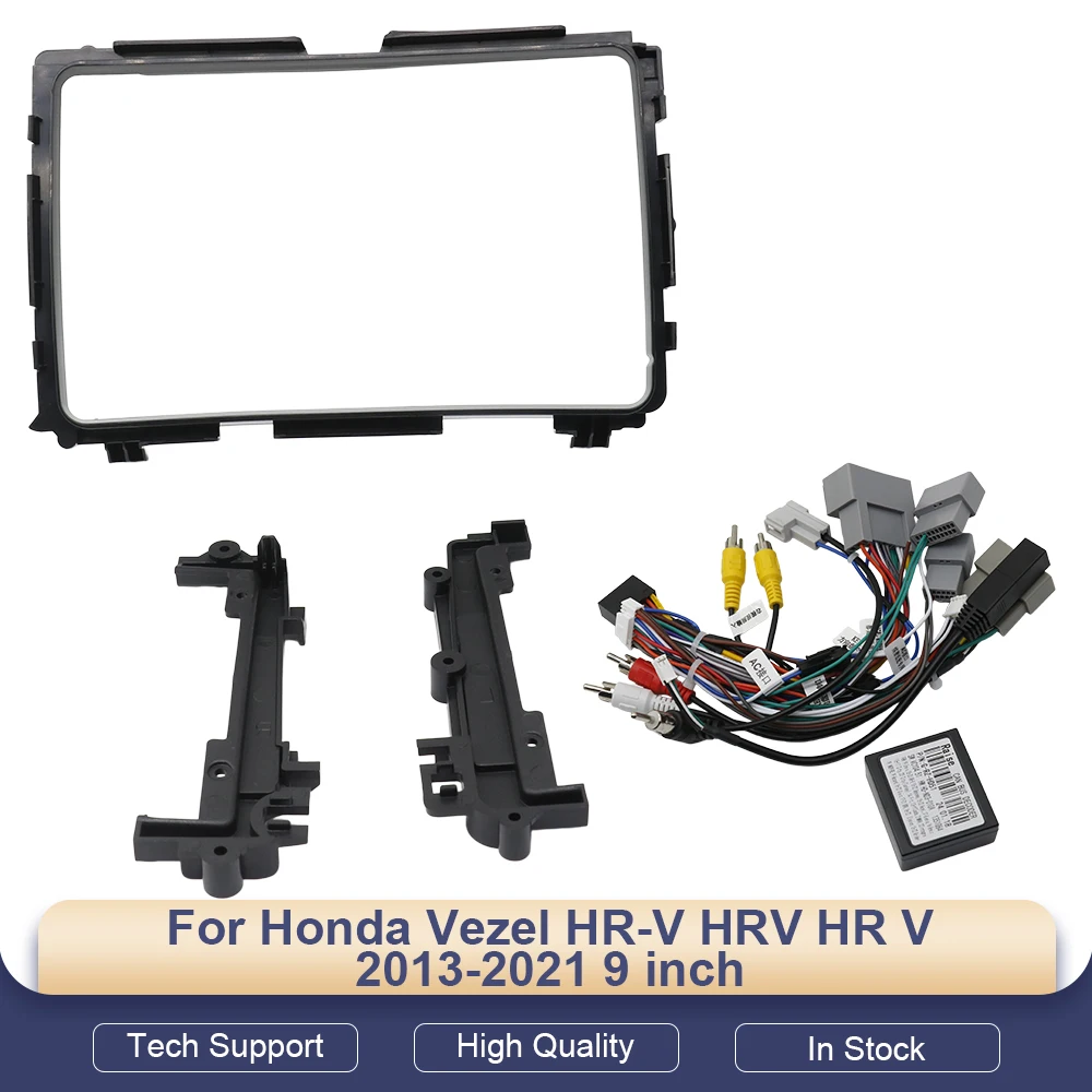 

Car Radio Fascias Frame For Honda Vezel HR-V HRV HR V 2013-2021 9 inch 2DIN Stereo Panel Harness Wire Connector Power Cord Cable