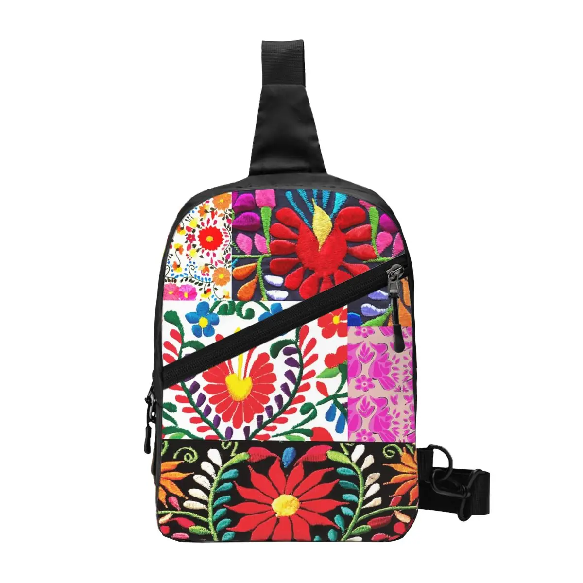 Custom Mexican Flowers Sling Crossbody Backpack Men Chest Shoulder Bag for Cycling Camping Daypack