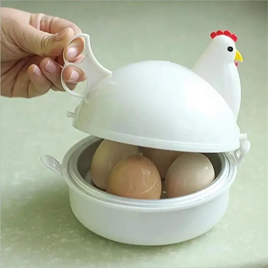 1 Pcs Lovely Chicken Shaped Egg Boiler Steamer 4 Eggs 1Egg Microwave Eggs Cooker Cooking Tool Kitchen Accessories Gadgets