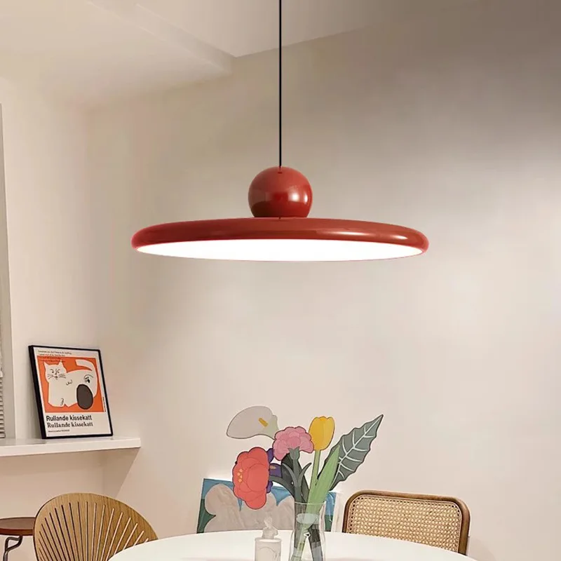 Nordic LED Pendant Light Cream Wind Flying Saucer Lamps For Living Room Bedroom Bedsides Restaurant Hotel Interior Illumination